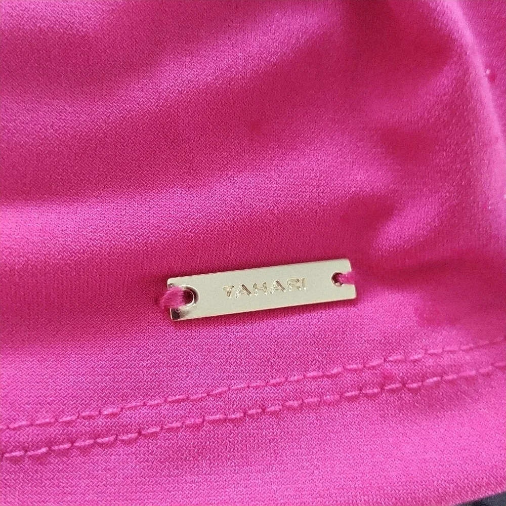 Tahari Pink Sleeveless Faux Wrap Side Buckle Top M - Picture 4 of 11